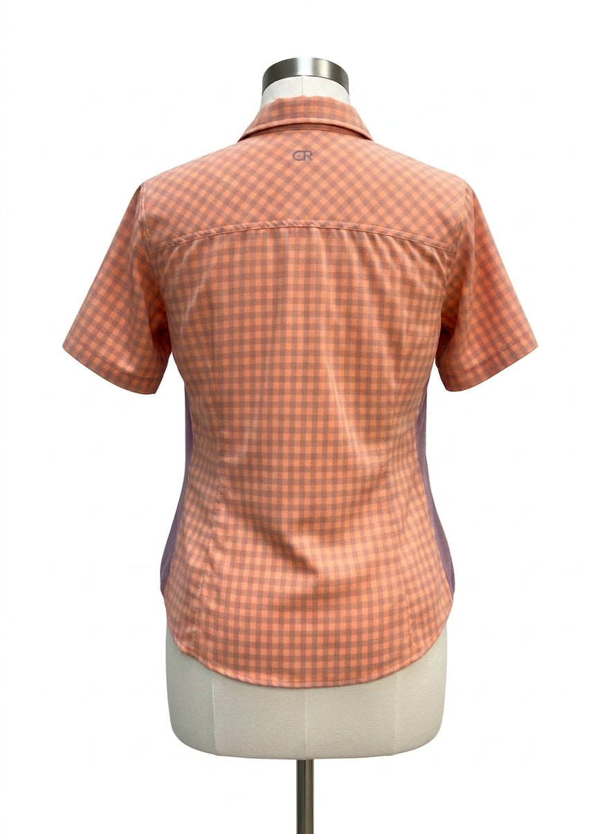 Club Ride · Short Sleeve Snap Cycling Top · Large · PeachGray