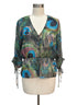 Anthropologie · Blue Tassel Peacock print top · Large · BlueGreen