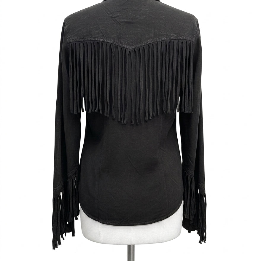 Back in the Saddle · Fringe detail Fashion Top · M · Black