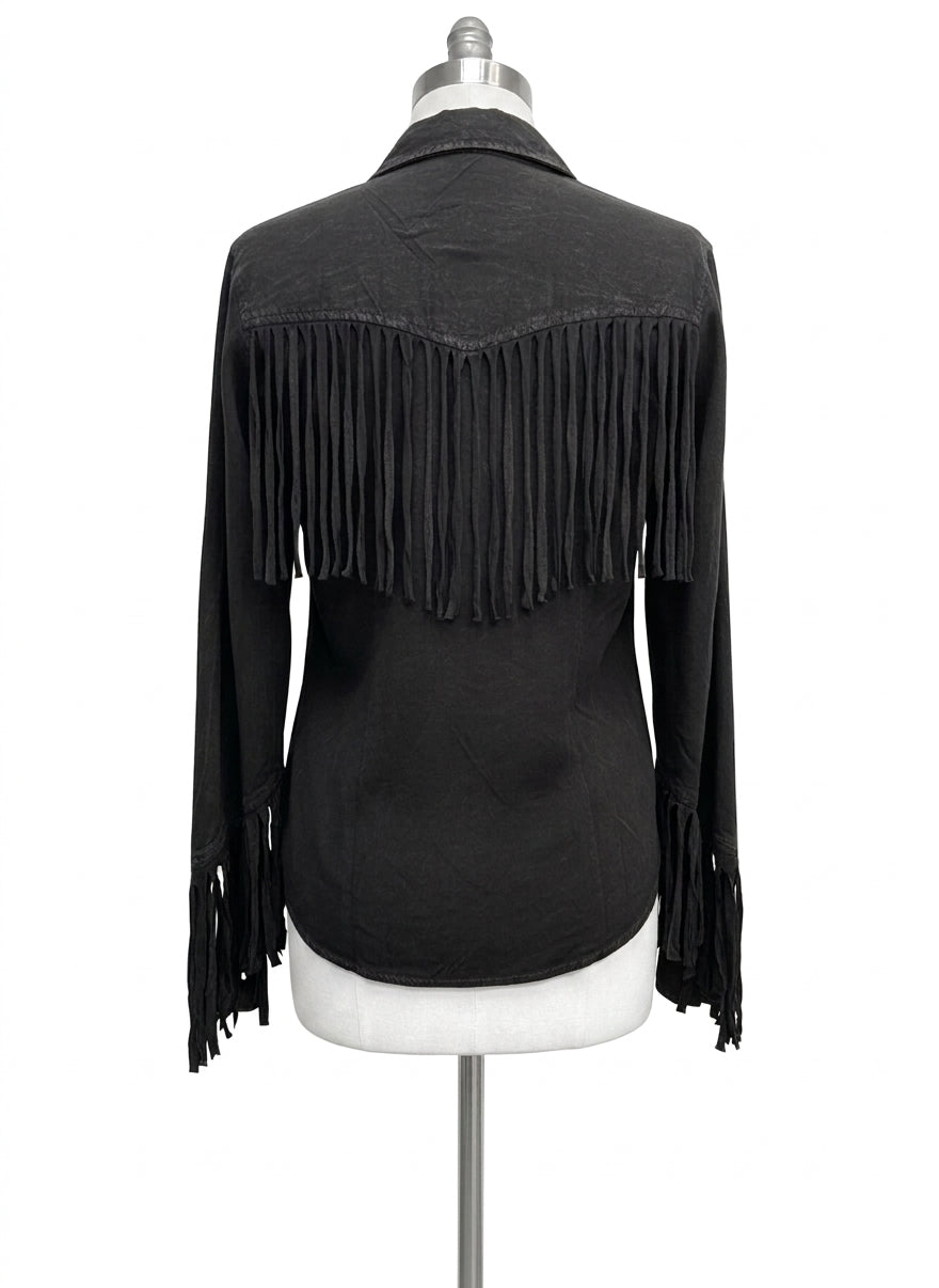 Back in the Saddle · Fringe detail Fashion Top · M · Black