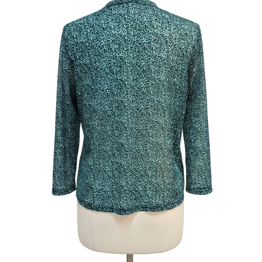 Liz Claiborne · Mesh Fabric Overlay Pleated · Large · TurqNavy