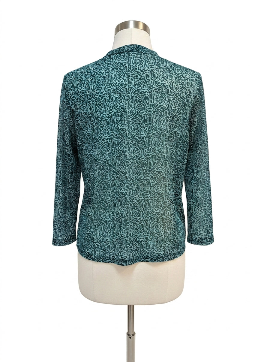 Liz Claiborne · Mesh Fabric Overlay Pleated · Large · TurqNavy