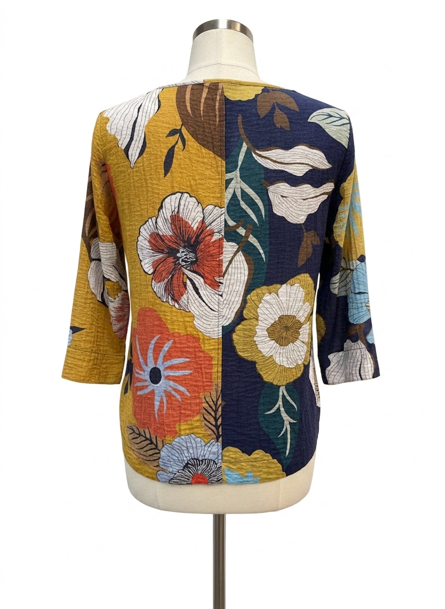 Ali Miles · Blouse · Small · NavyYellow Floral