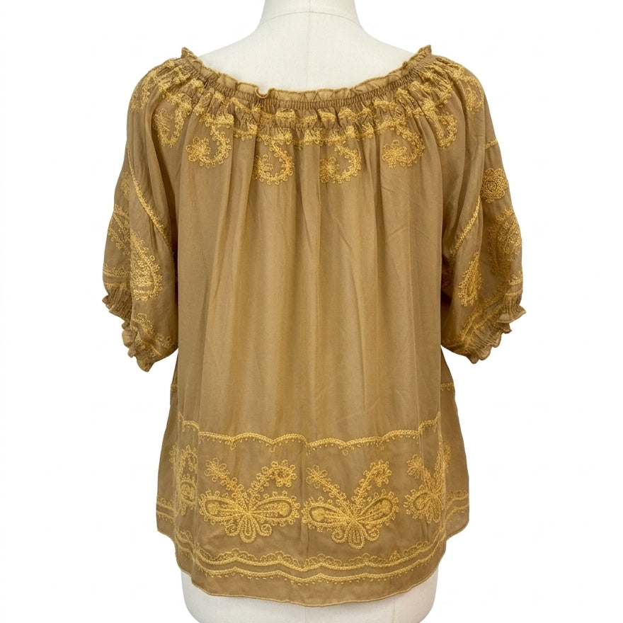 Anthropologie · Dijon Embroidered Blouse · Medium · Dijon