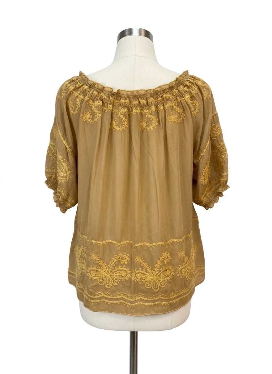 Anthropologie · Dijon Embroidered Blouse · Medium · Dijon