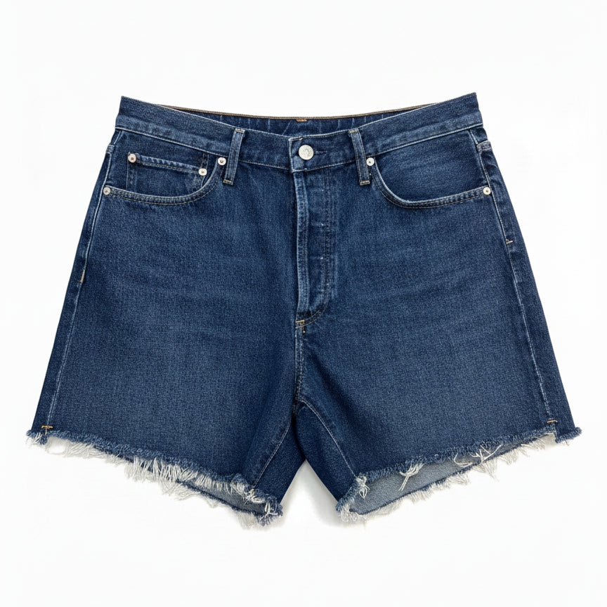 Citizens of Humanity · Premium Vintage Button Fly Raw Hem Shorts · 10 · Blue