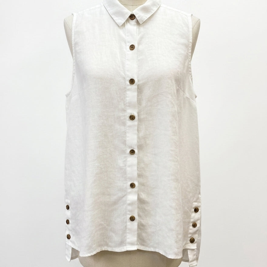 Jones&Co · Sleeveless tunic, 100% linen · Medium · White
