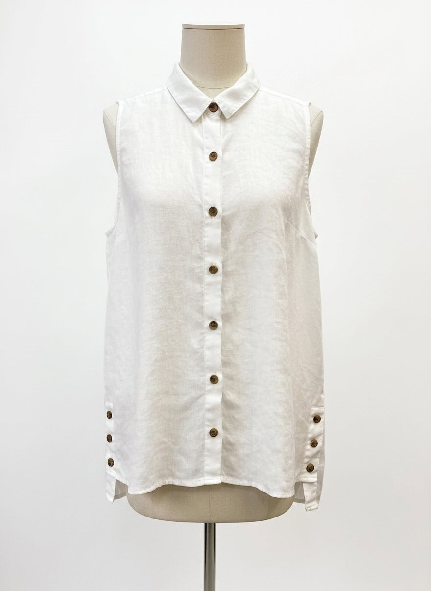 Jones&Co · Sleeveless tunic, 100% linen · Medium · White