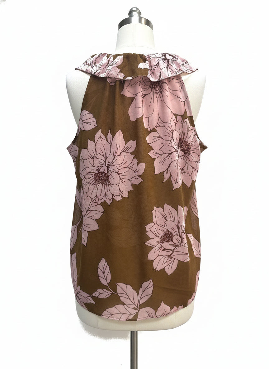 CAbi · Hothouse Top · Small · Brown Pink Floral