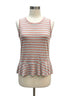CAbi · 5331 Striped Ruffle Tank · Medium · GrayOrange Striped