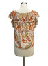 DR2 · Ruffled Sleeve Top with keyhole detail · 1X · OrangeFloral