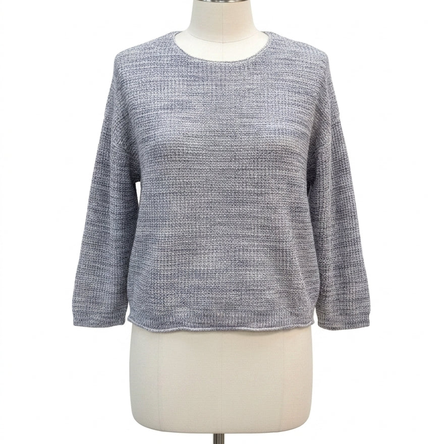 Pure Jill · 3/4 Sleeve Sweater · XLarge · Blue/White