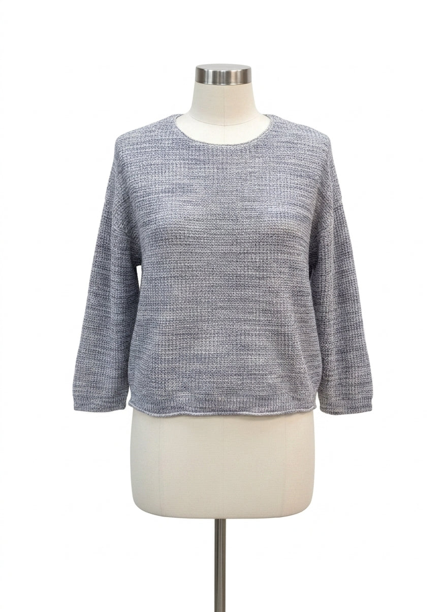 Pure Jill · 3/4 Sleeve Sweater · XLarge · Blue/White