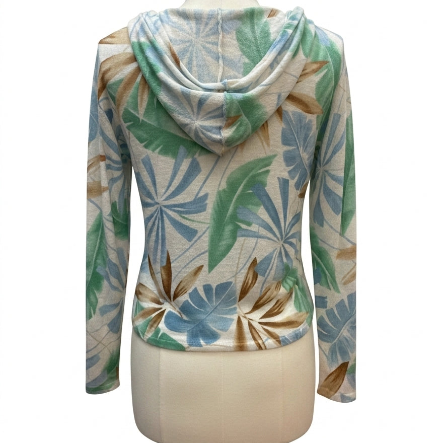 Tommy Bahama · Hoodie · Medium · White Blue Leaf Print
