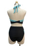 FashionSwim · Wrap Style Halter Top and Bottoms Set · XLarge · BlackAqua