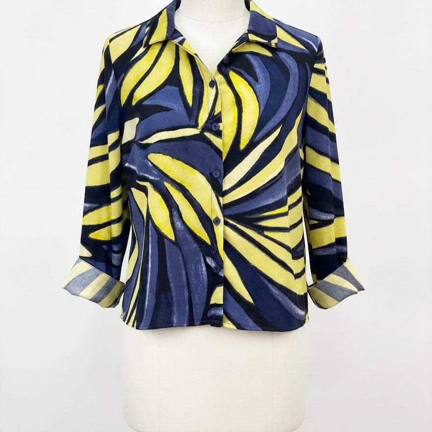 Olivia by Habitat · Watercolor Long Sleeve Shirt · Large · BlueLime