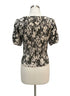 Evereve · Smocked Floral Print Short Sleeve Top · Large · MossWhite