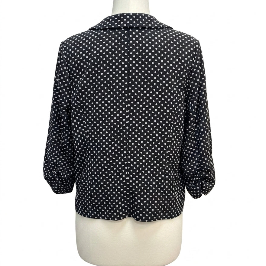 GNW · Polka-dot w/ ruched sleeves · Large · BlkWhite