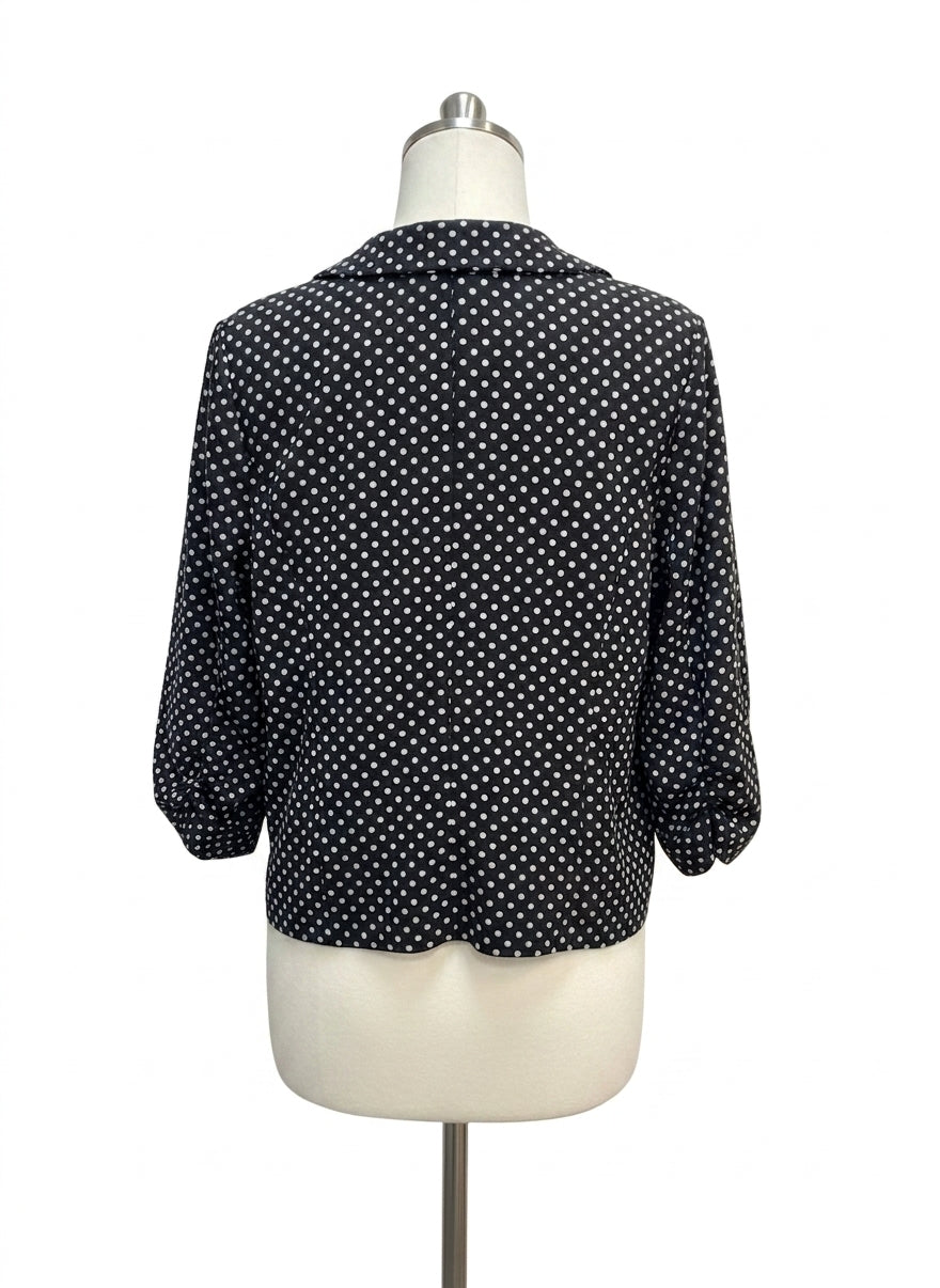 GNW · Polka-dot w/ ruched sleeves · Large · BlkWhite