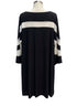 Nina Leonard · Bell Sleeve Dress · 2X · BlackWhite