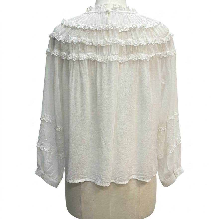 Sundance · Boho Chic Top Lace Trim · Large · White