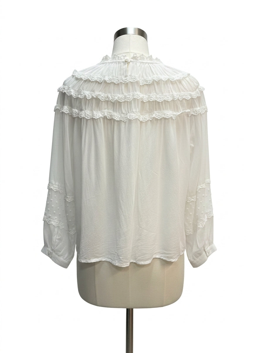 Sundance · Boho Chic Top Lace Trim · Large · White