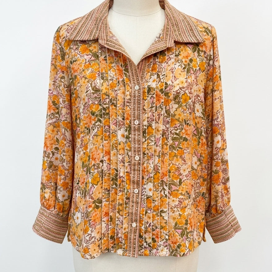 Democracy · Orange Floral Pleate · Medium · Orange Floral