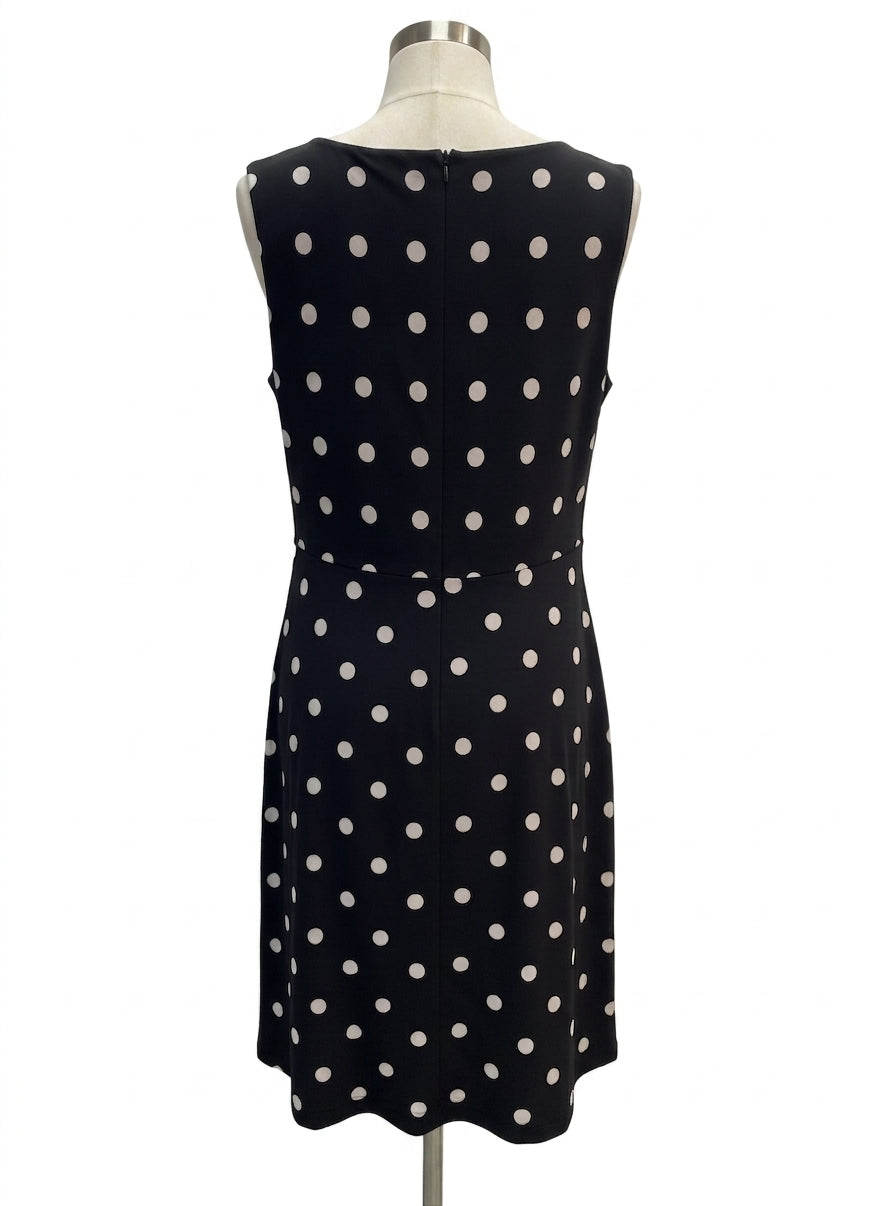 Ralph Lauren · Sleeveless Dress Twist front detail · 16 · Blk/White Polka-Dots