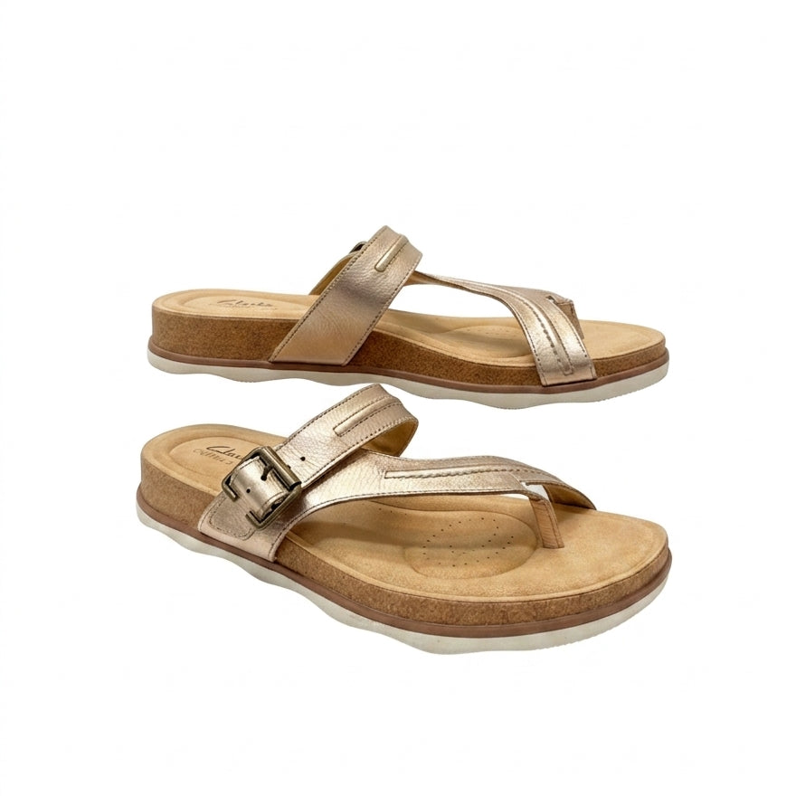 Clarks · Bryn Madi T-strap Sandal · 12 · RoseGold Leather