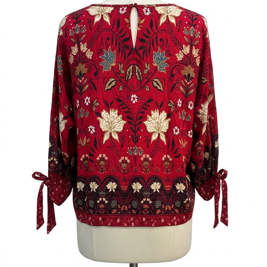 LOFT · LongSleeve Top · Large · RedCream Paisley