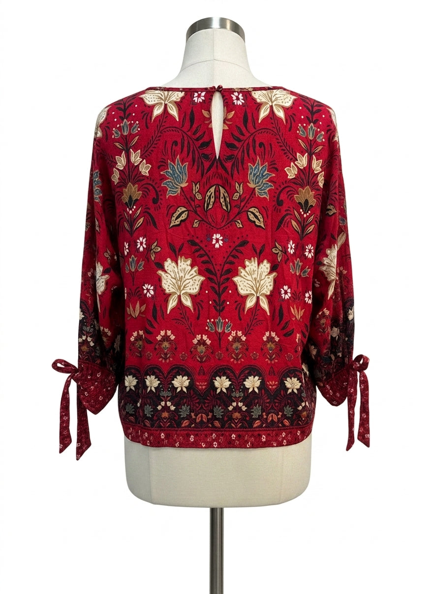LOFT · LongSleeve Top · Large · RedCream Paisley