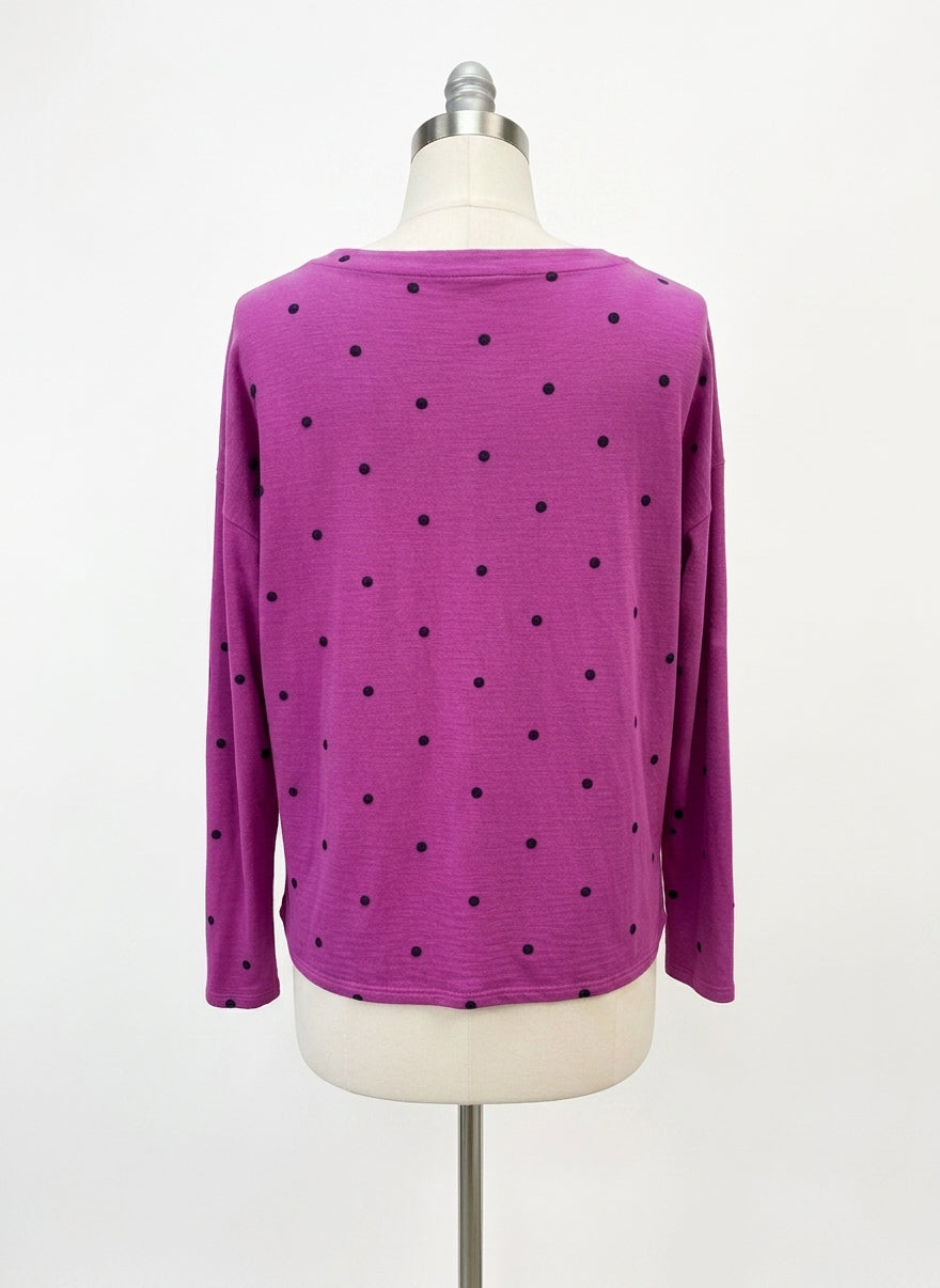 J. Jill · Polka-Dots LongSleeve Top · Medium Tall · BerryBlue