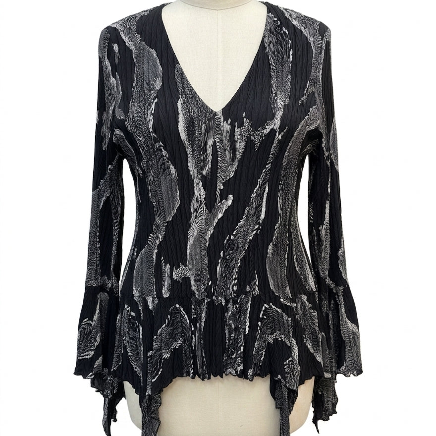 DRECOL · LongSleeve Fashion Top · 1X · Black and White