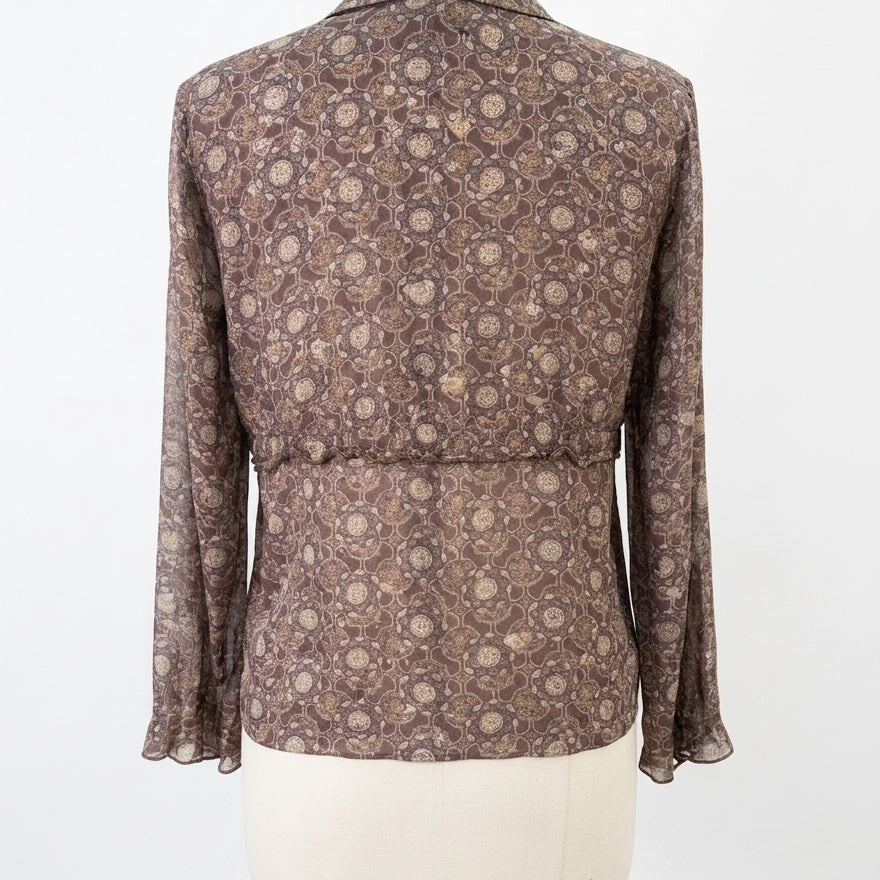 J. Jill · Geoprint LongSleeve Shirt · Large · GrayBlue