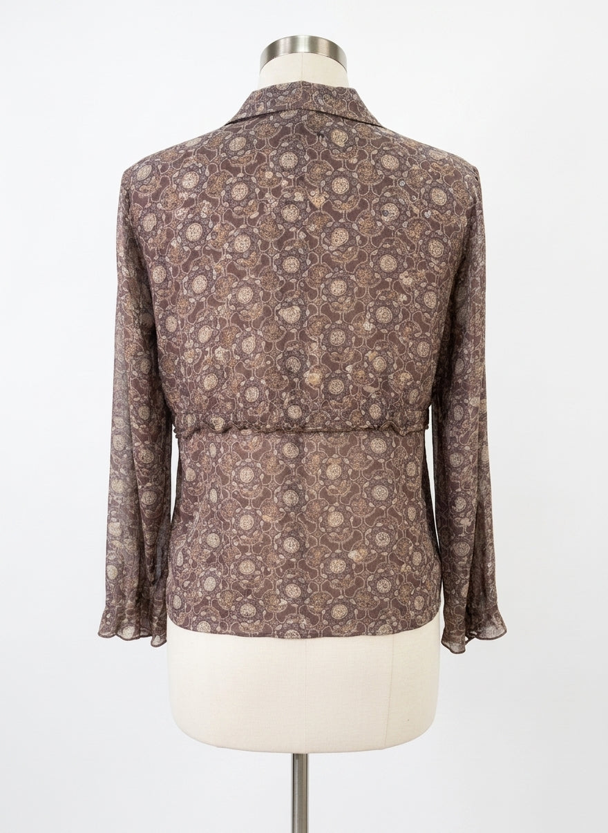 J. Jill · Geoprint LongSleeve Shirt · Large · GrayBlue