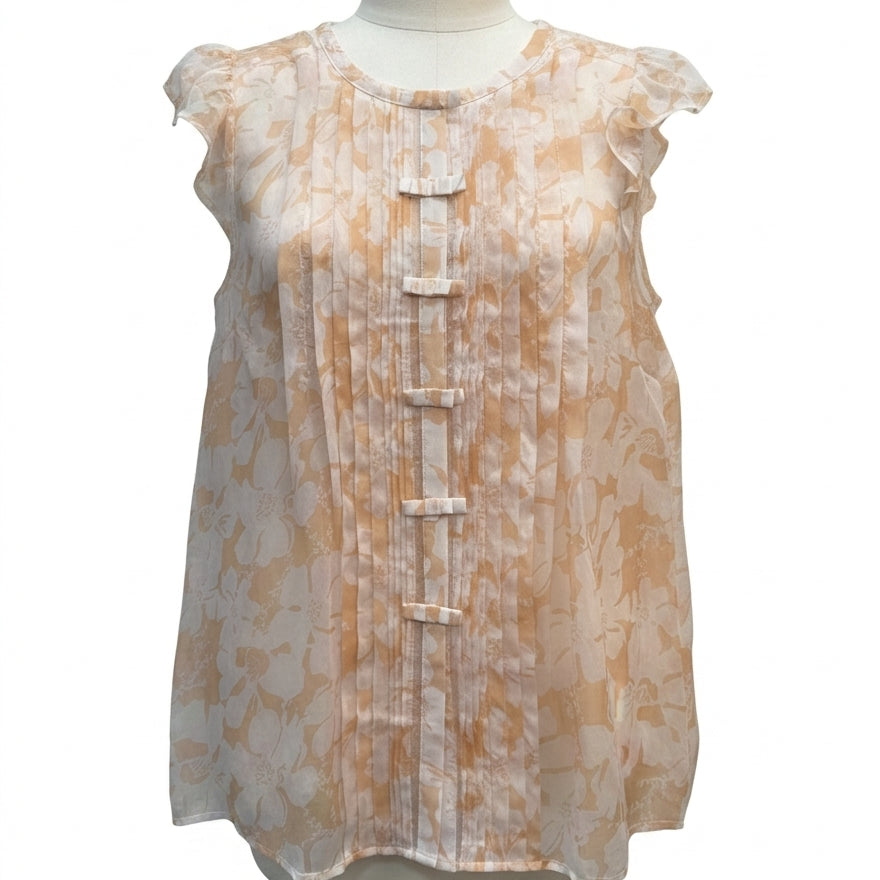 Blue Tassel · Pleated w/ Bow Detail & Camisole · Large · PeachWhite
