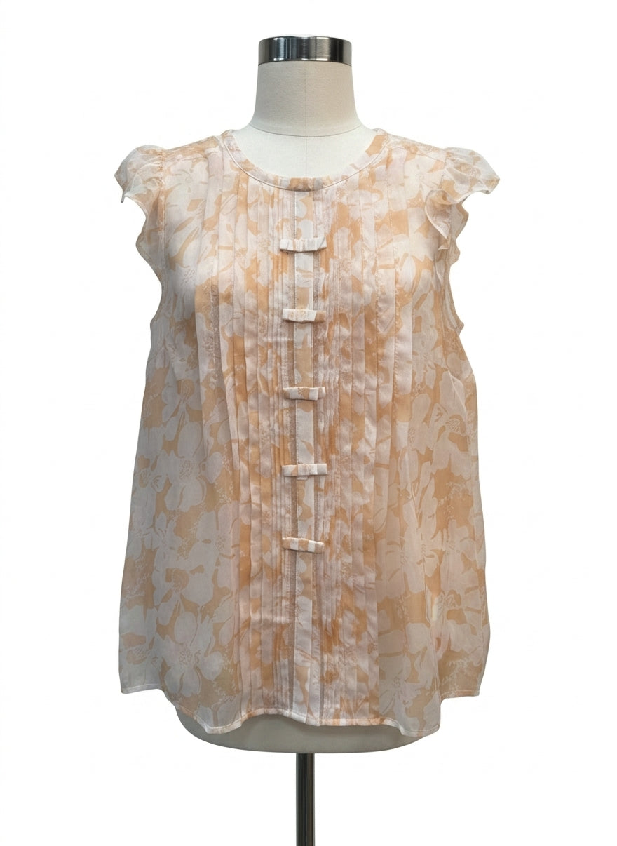 Blue Tassel · Pleated w/ Bow Detail & Camisole · Large · PeachWhite