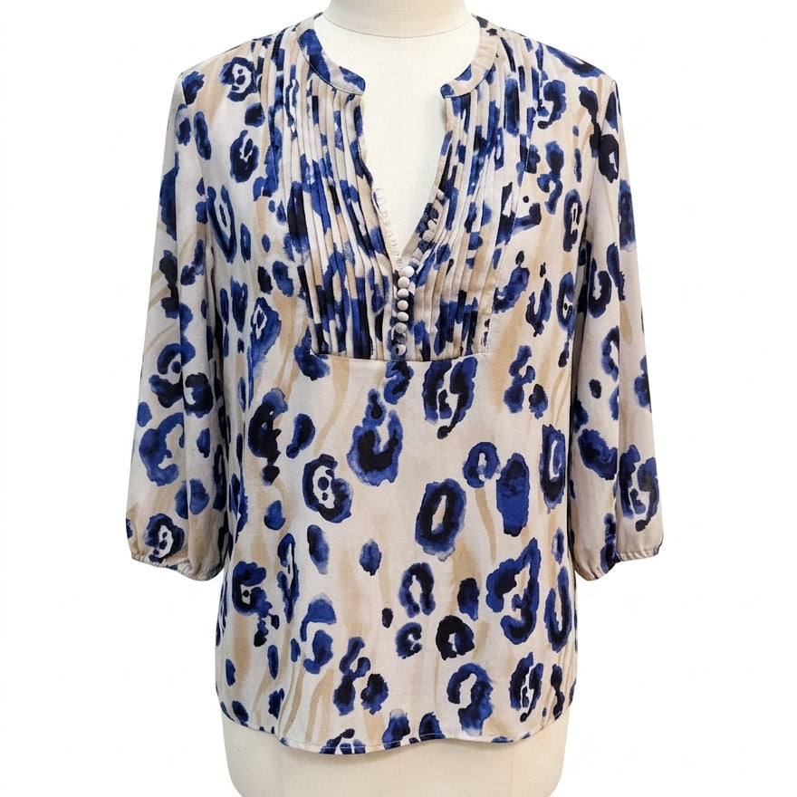 Chico's · Abstract Cheetah Print · XLarge · Beige Blue