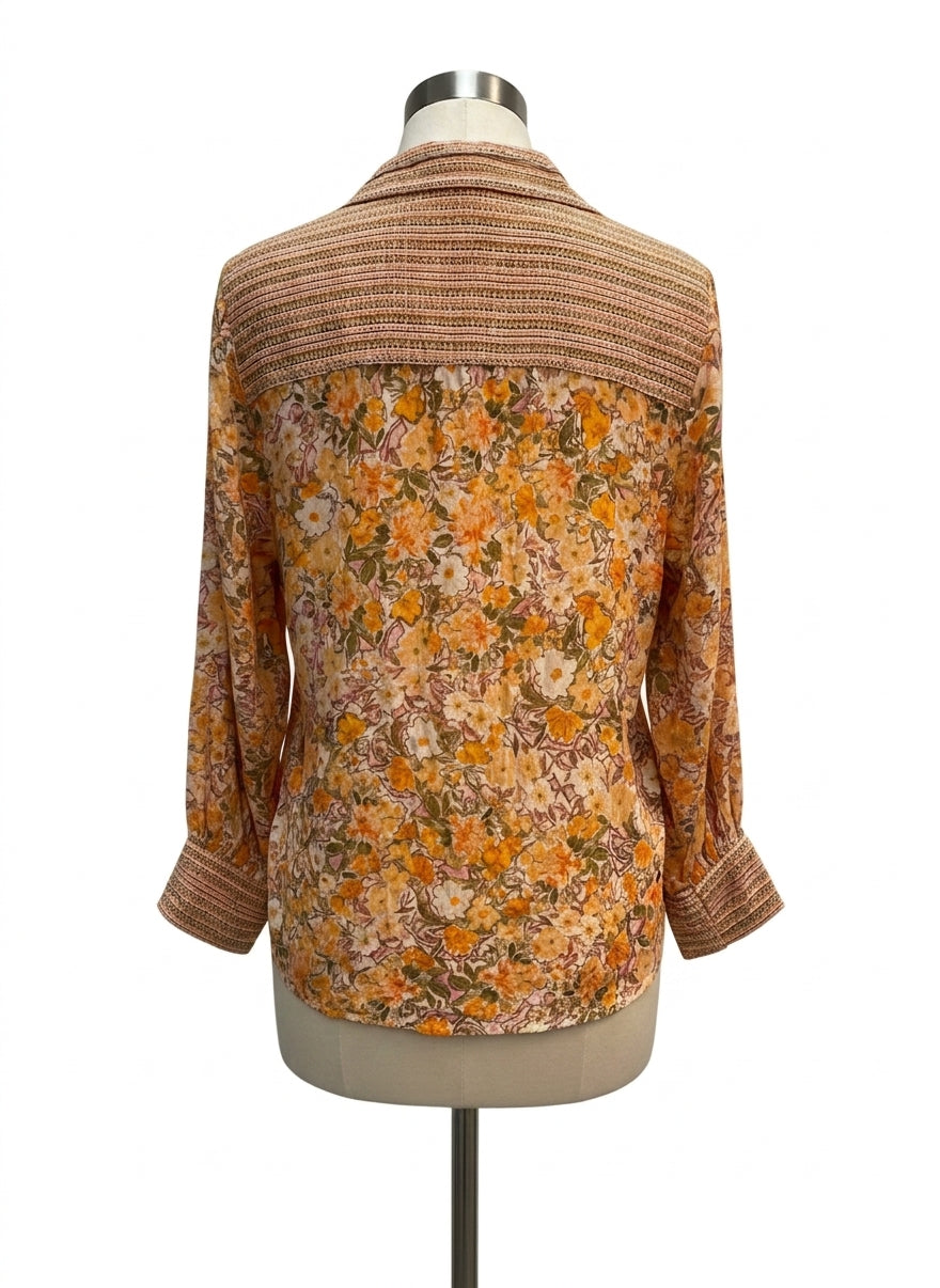 Democracy · Orange Floral Pleate · Medium · Orange Floral