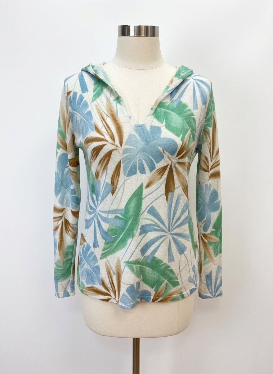 Tommy Bahama · Hoodie · Medium · White Blue Leaf Print