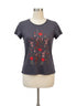 American Eagle · Floral Embroidered Short Sleeve Top · Medium · Grey