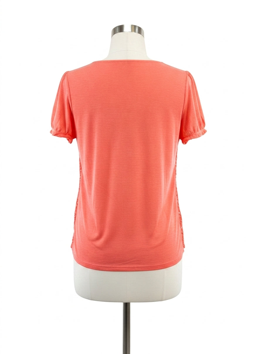 Sundance · Eyelet Lace Overlay · Small · Coral
