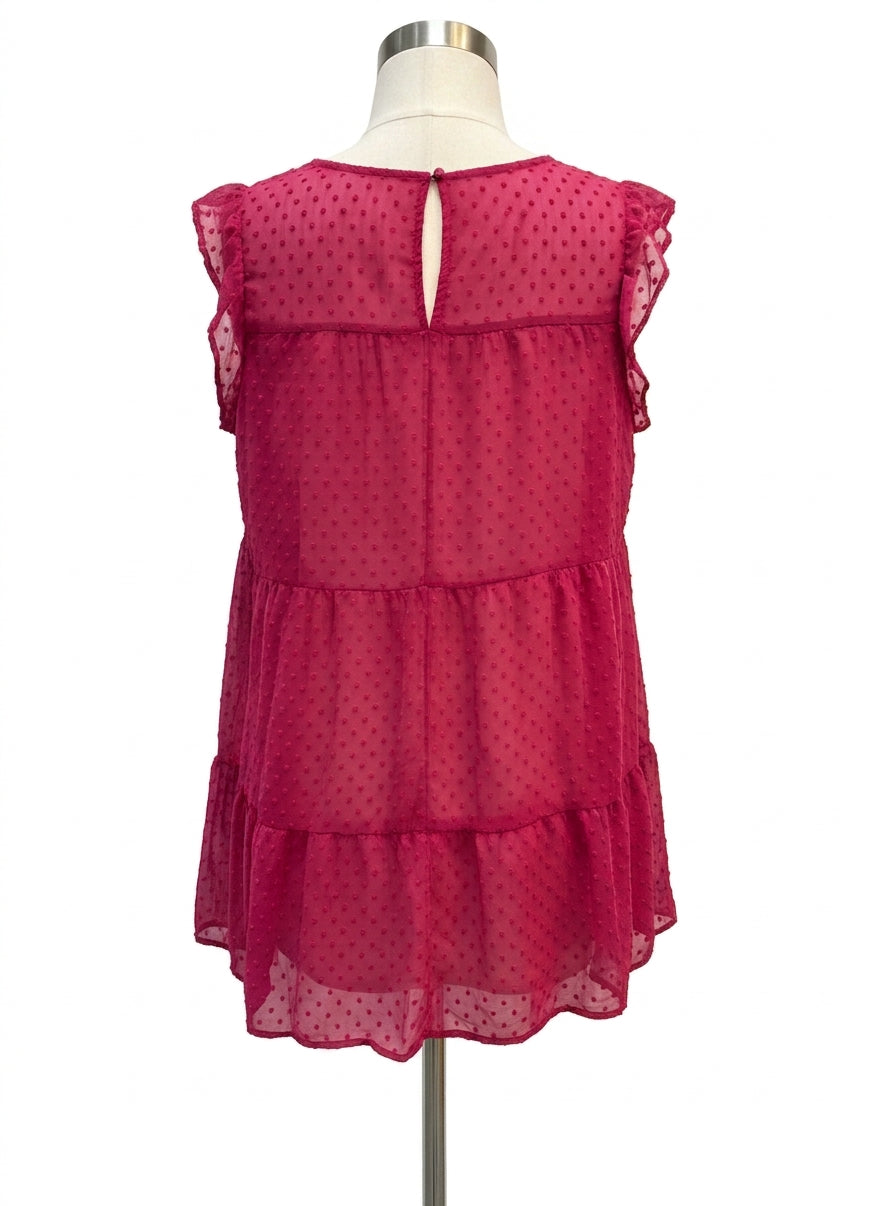 Crystal Doll · Cap Sleeve Dress · XLarge · Burgundy
