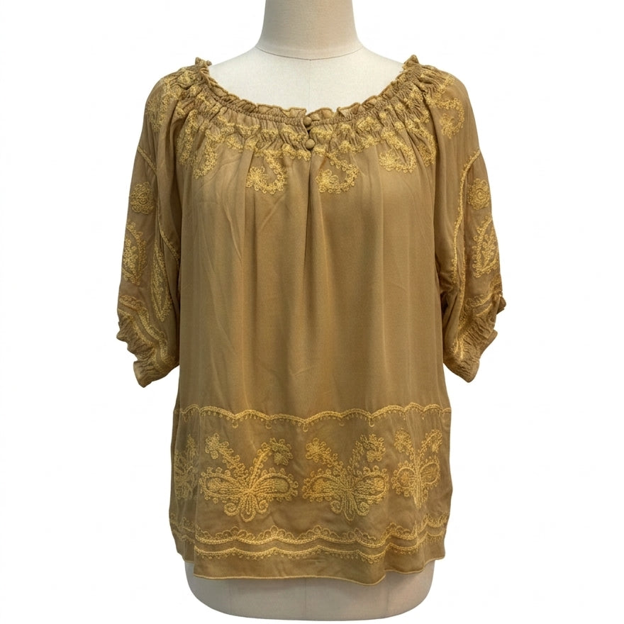 Anthropologie · Dijon Embroidered Blouse · Medium · Dijon