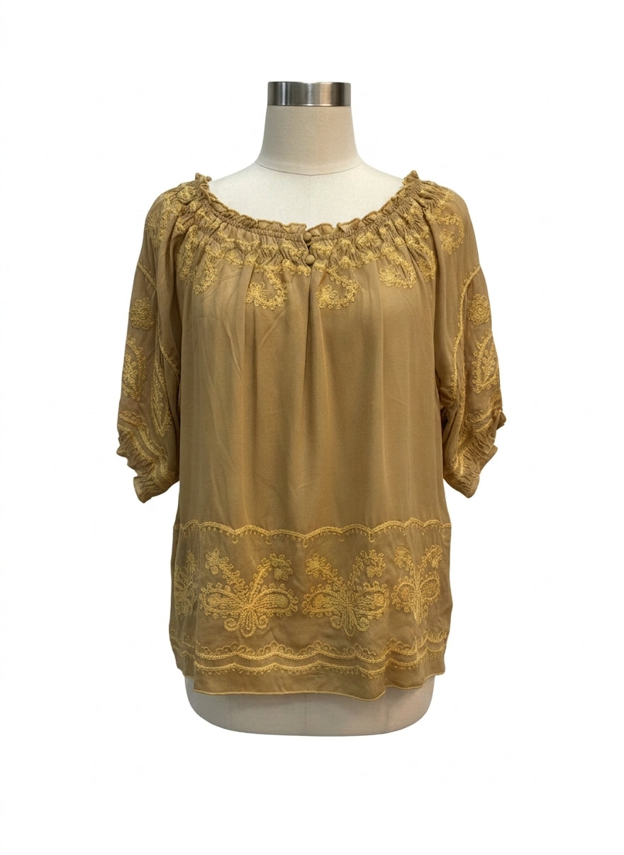 Anthropologie · Dijon Embroidered Blouse · Medium · Dijon