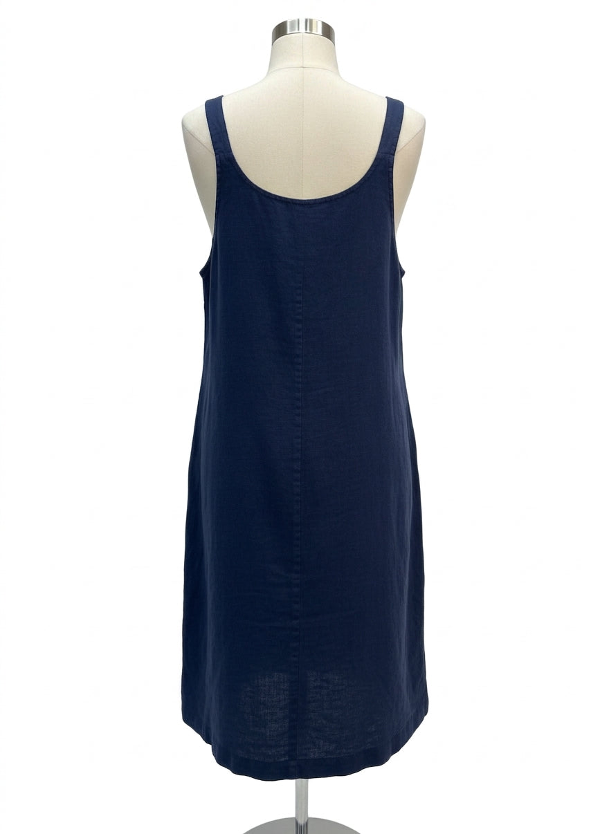 Saint James · Sleeveless Dress with Button Details and Pockets · 6 · Navy
