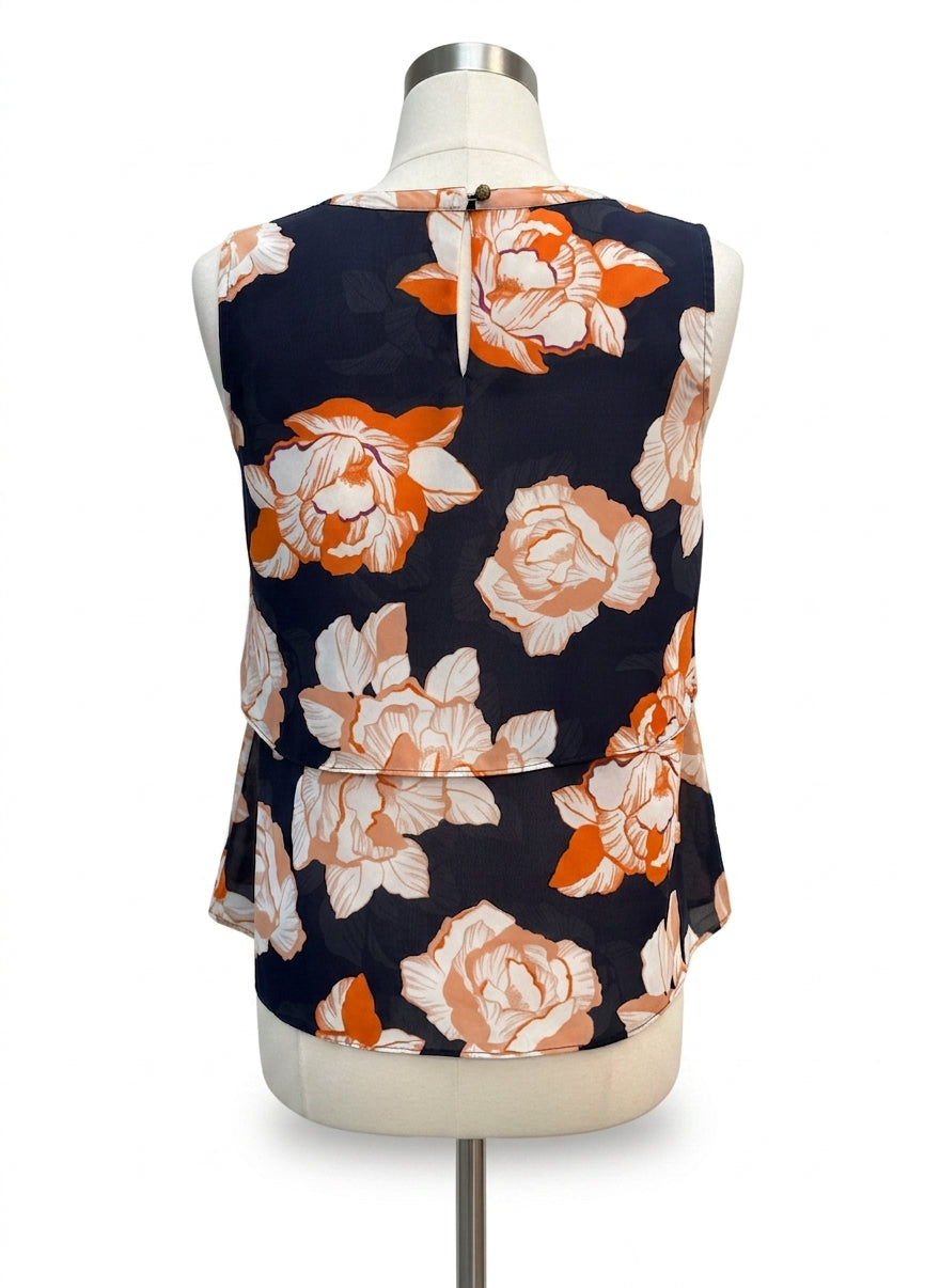 CAbi · Blossom Tiered Top · Small · NavyOrg