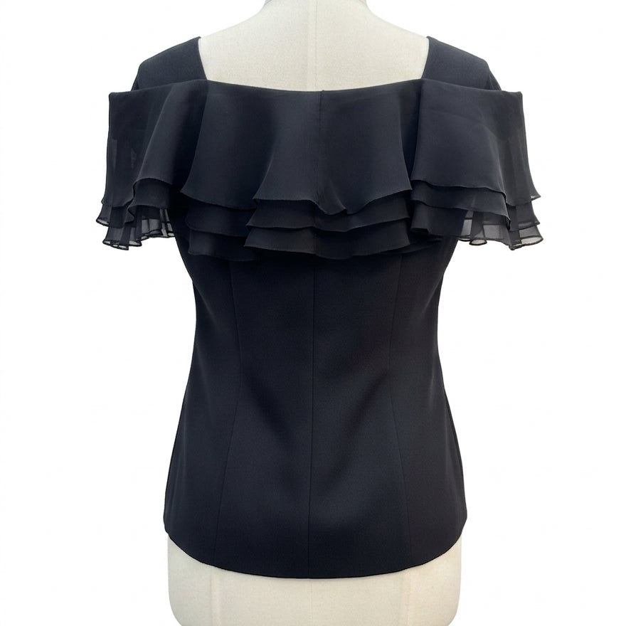 Alex Evenings · Flutter Sleeve Top · 10 · Black