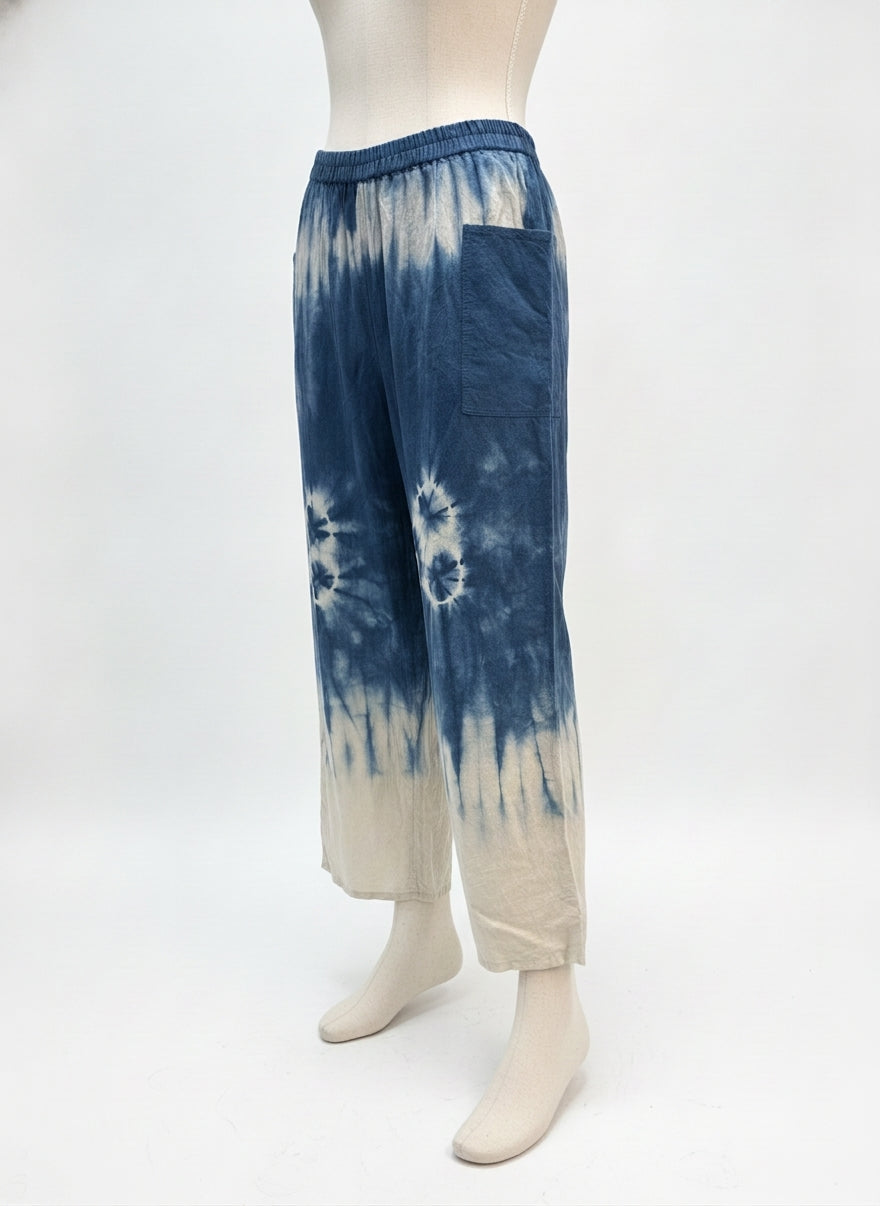 The Clothes Rack · Chai's Ankle Pants · Small · Navy White Tie-Dye