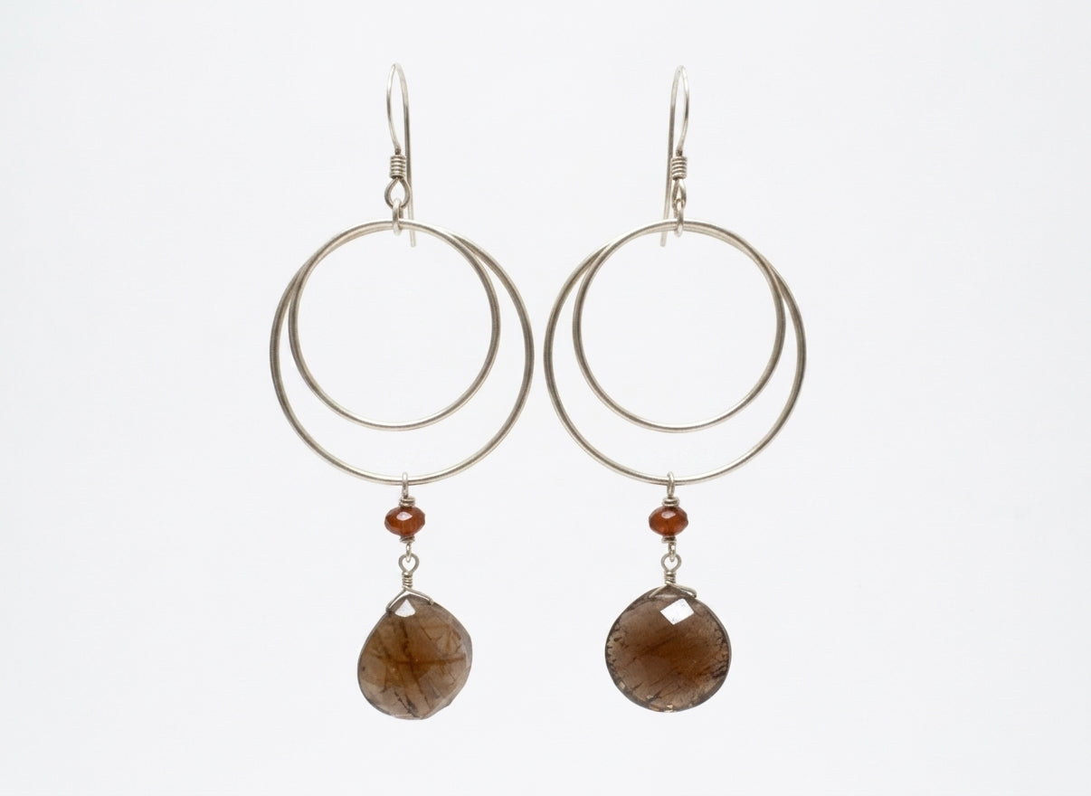 .925 Faceted Quartz Earrings · Jewelry · wire · Brown